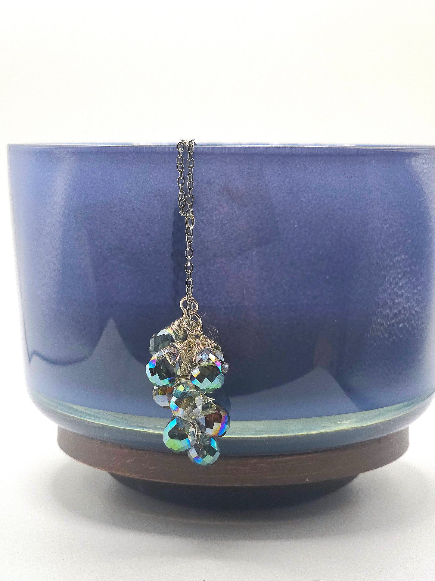 Glass beaded cluster necklace