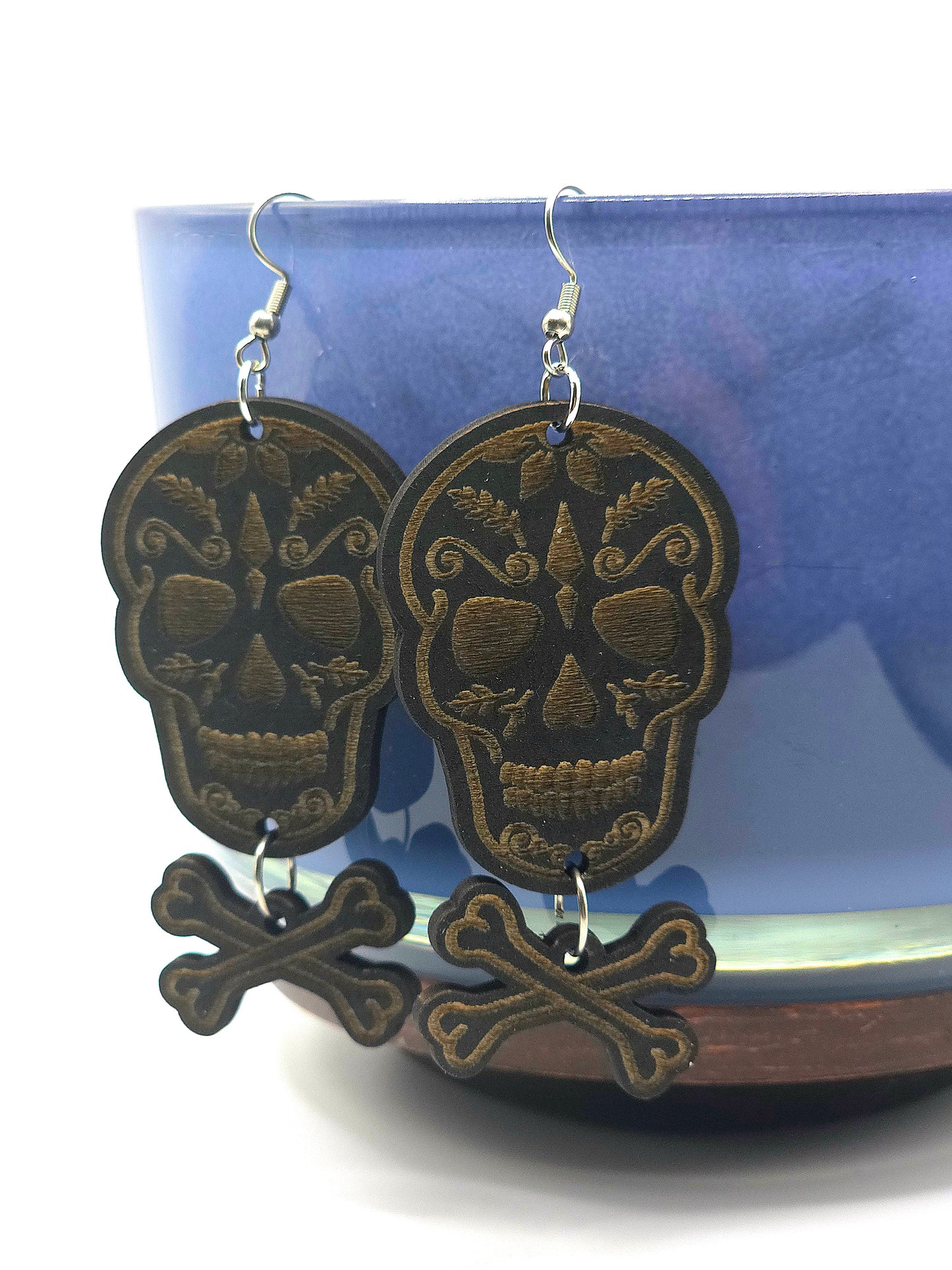 7 options of Spooky inspired wooden earrings