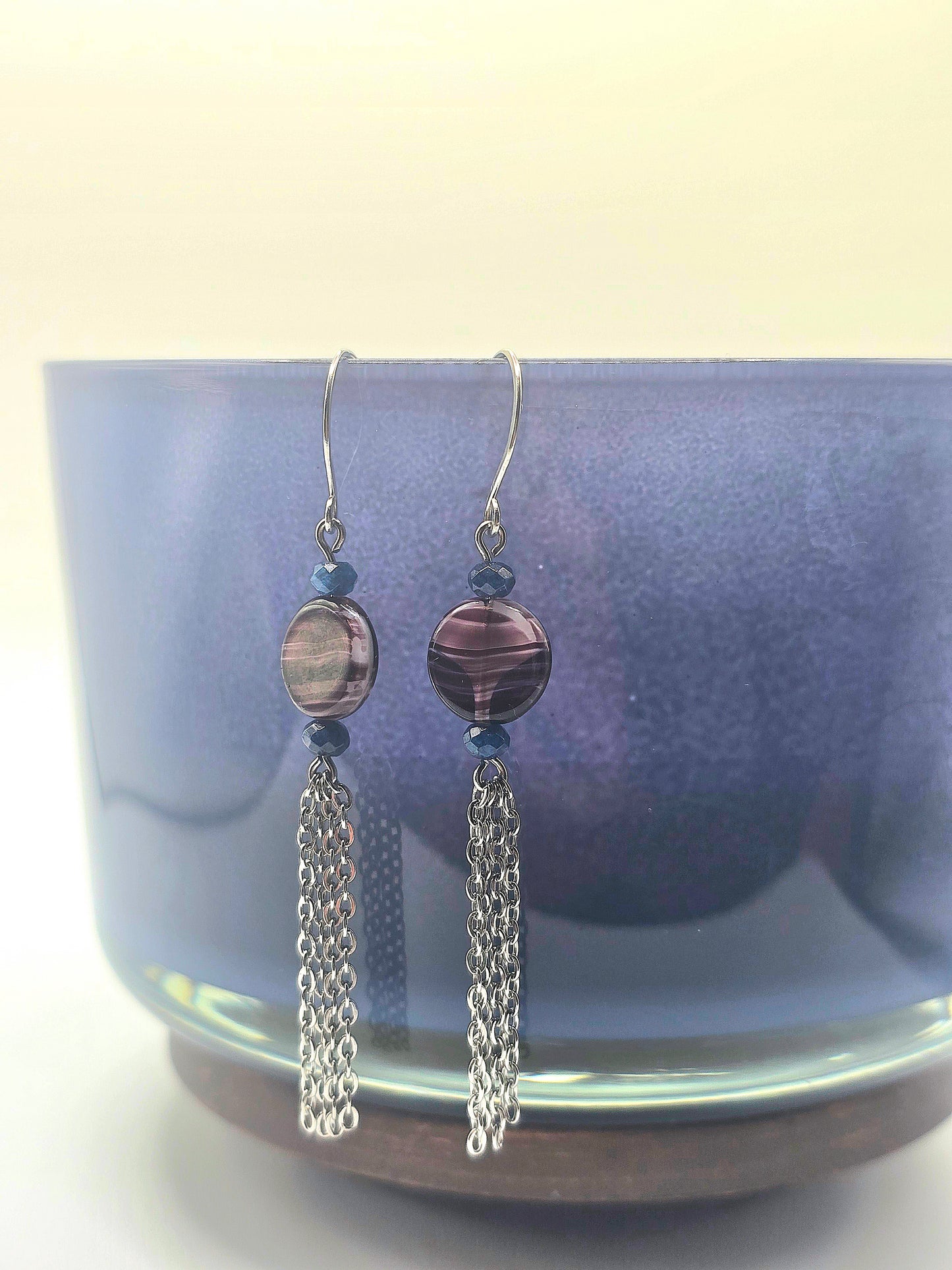 Glass bead dangle earrings