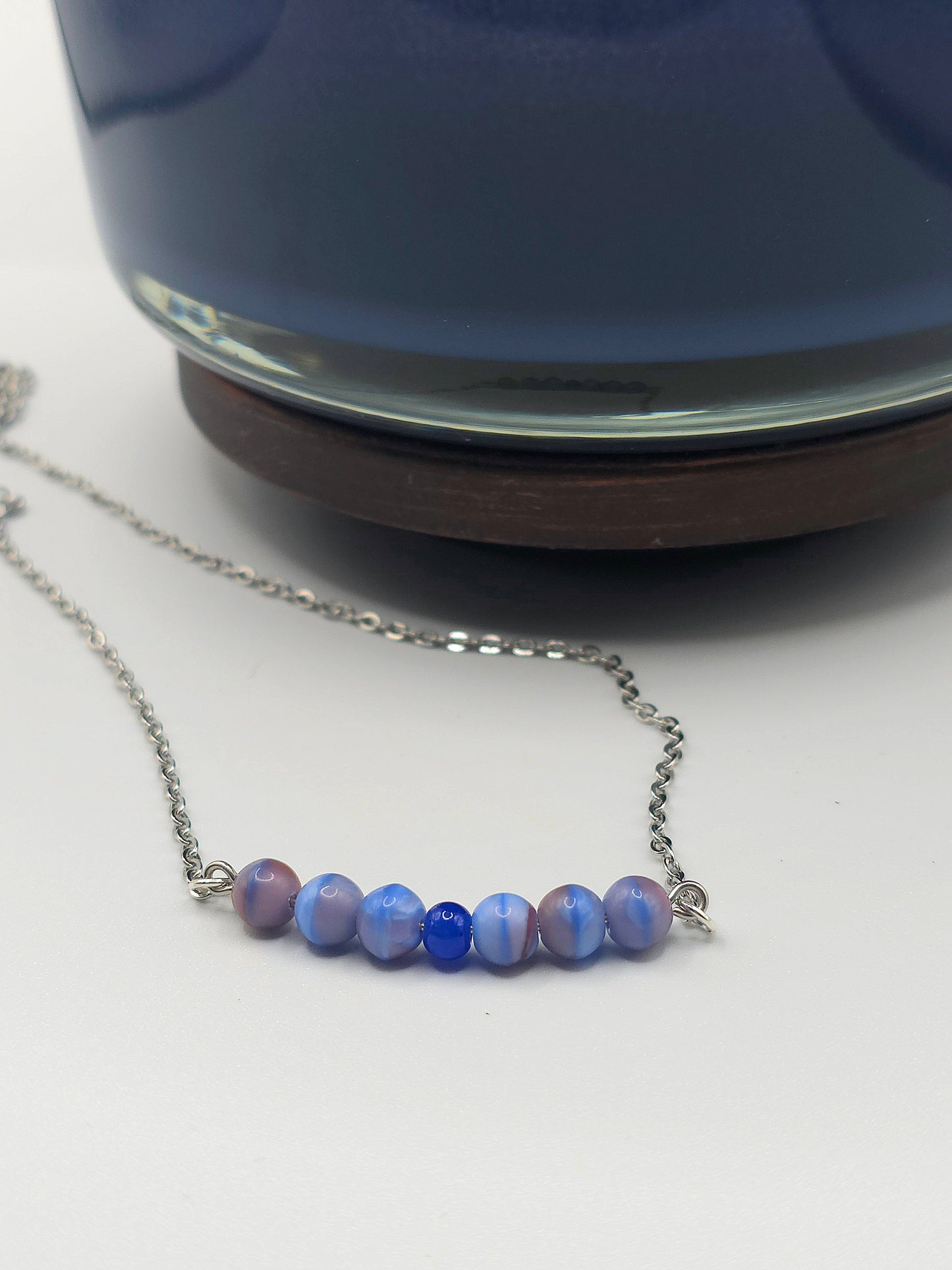 11 options, Glass beaded bar necklace