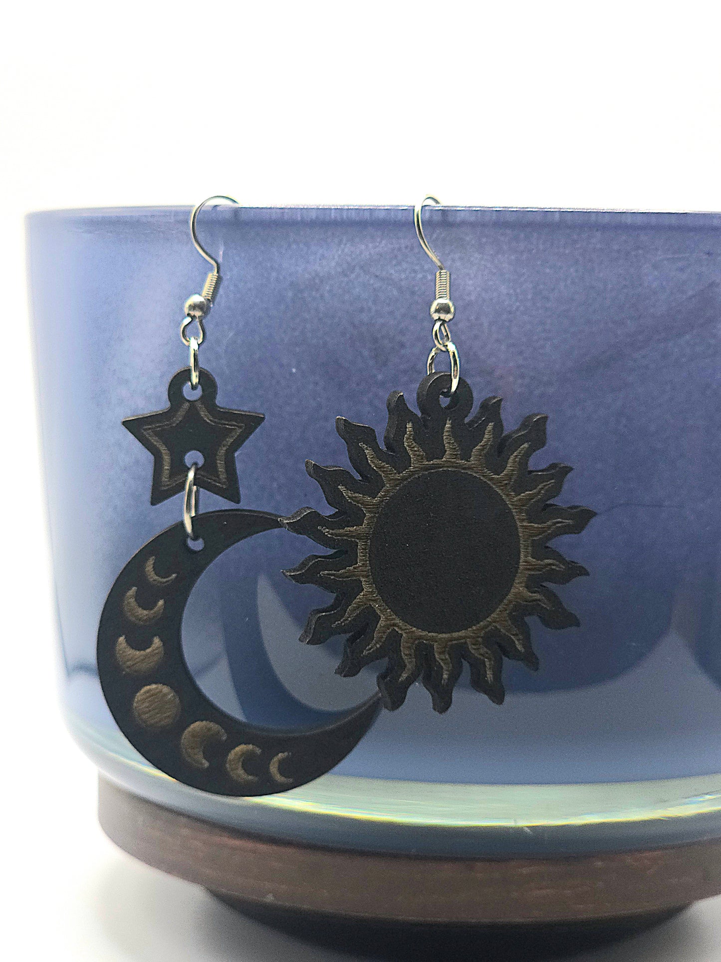 7 options of Spooky inspired wooden earrings