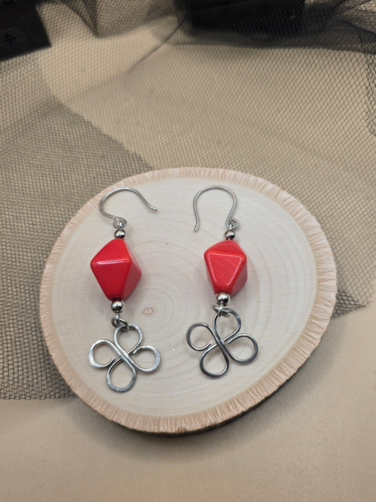 Red clover earrings