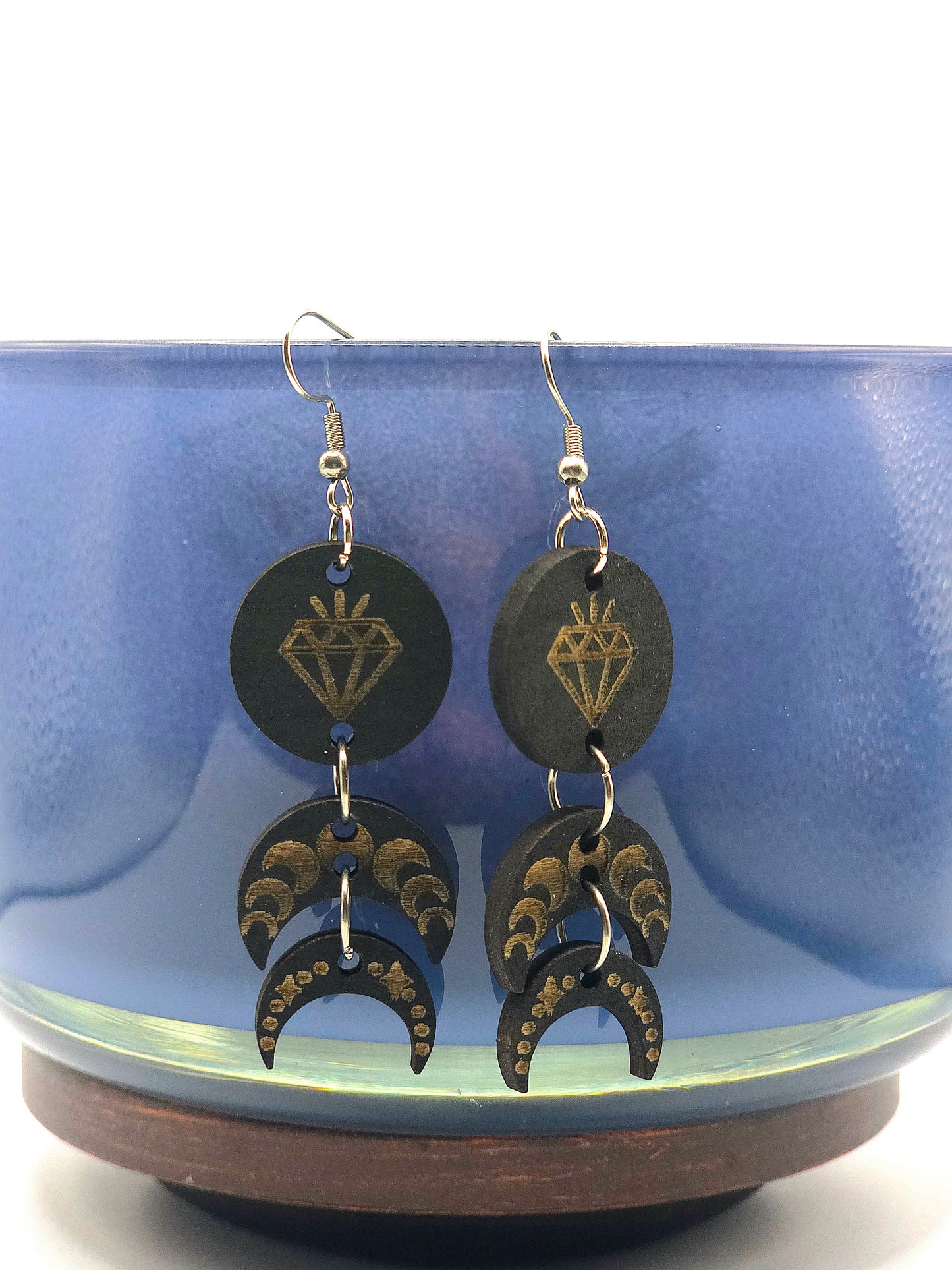 7 options of Spooky inspired wooden earrings