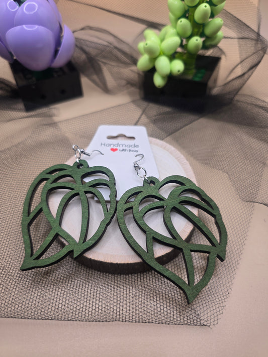 Laser cut leaf earrings