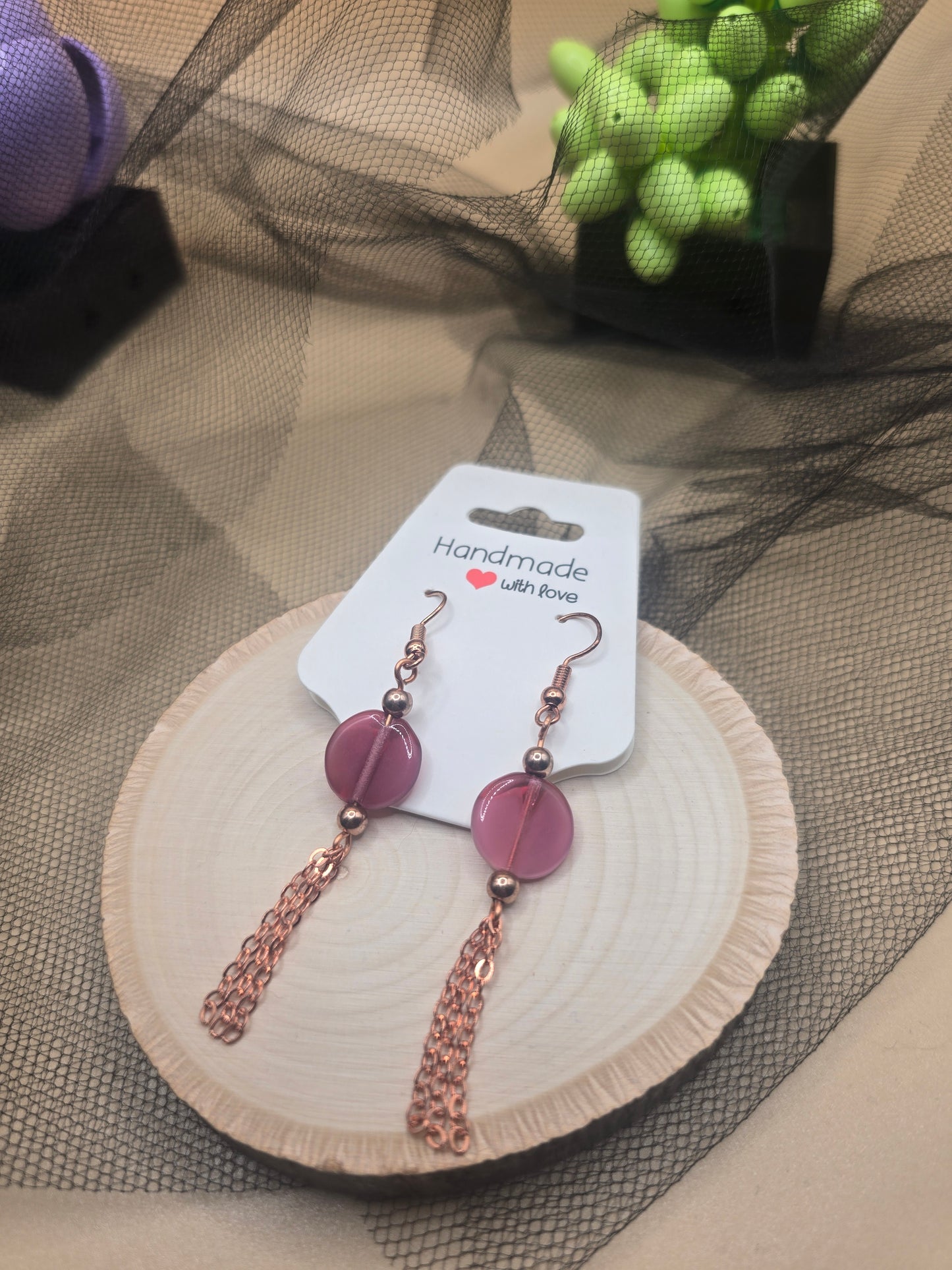 Glass bead dangle earrings