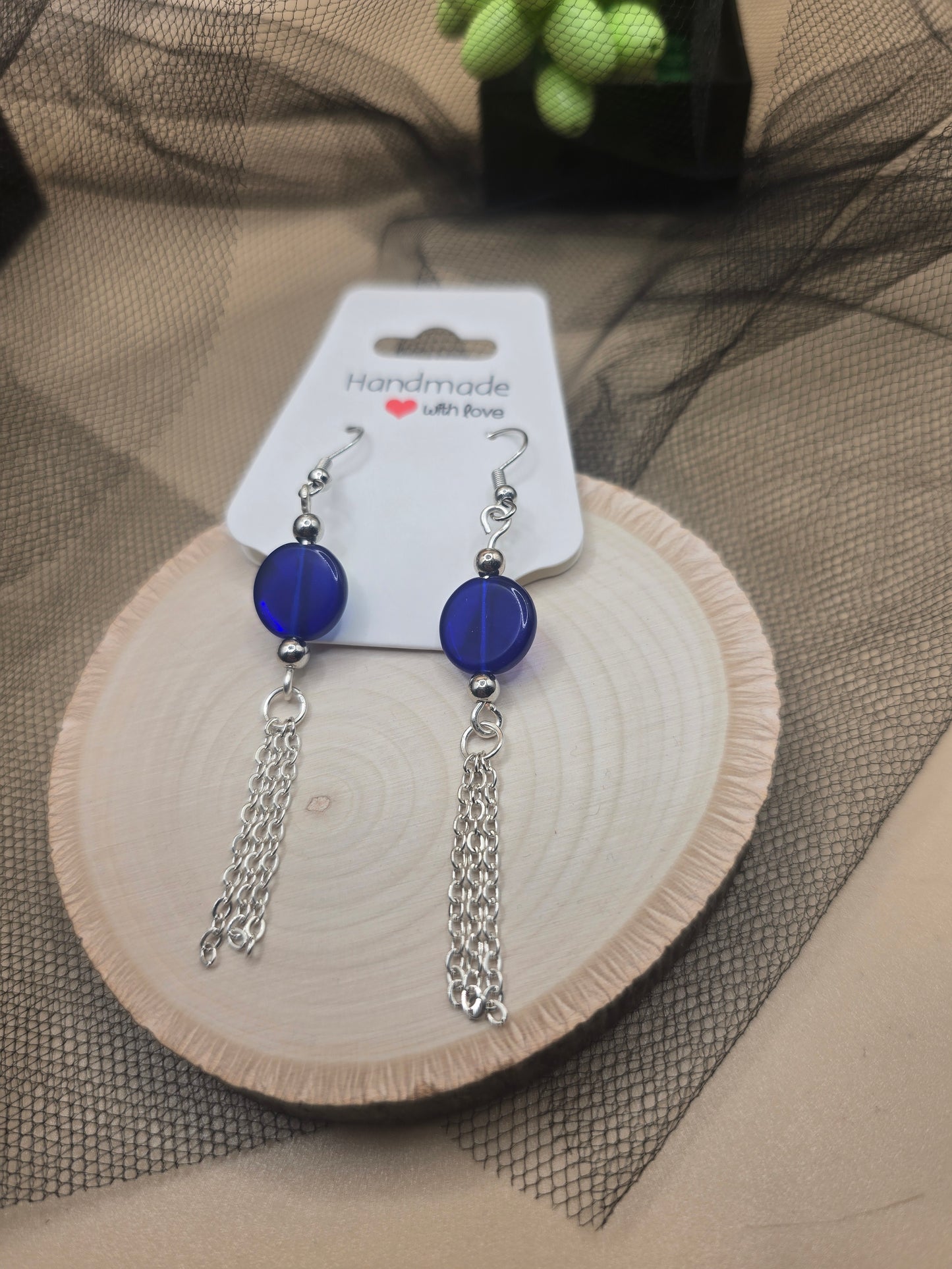 Glass bead dangle earrings